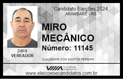 Candidato MIRO MECÂNICO 2024 - ARAMBARÉ - Eleições