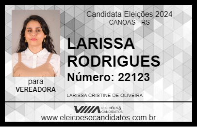 Candidato LARISSA RODRIGUES 2024 - CANOAS - Eleições