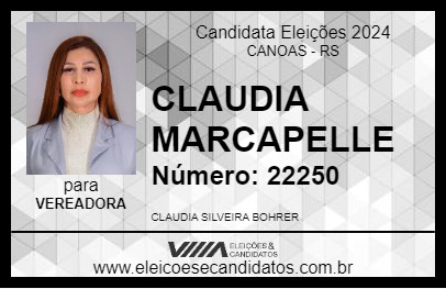 Candidato CLAUDIA MARCAPELLE 2024 - CANOAS - Eleições