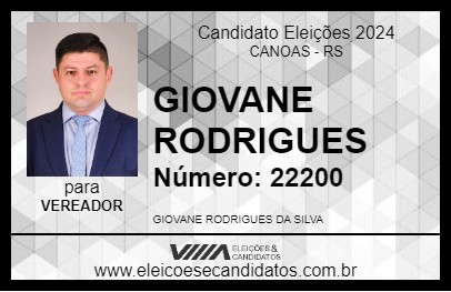 Candidato GIOVANE RODRIGUES 2024 - CANOAS - Eleições