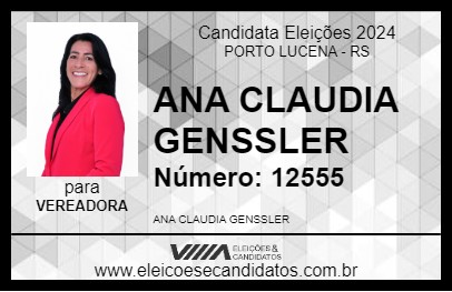 Candidato ANA CLAUDIA GENSSLER 2024 - PORTO LUCENA - Eleições