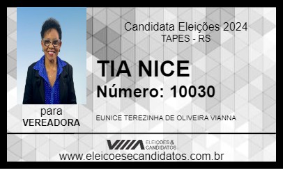 Candidato TIA NICE 2024 - TAPES - Eleições