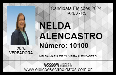 Candidato NELDA ALENCASTRO 2024 - TAPES - Eleições