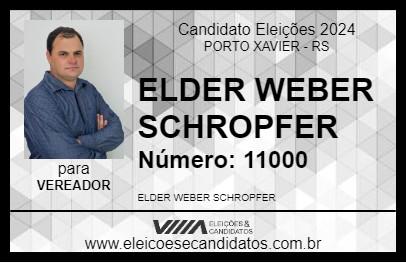 Candidato ELDER WEBER SCHROPFER 2024 - PORTO XAVIER - Eleições