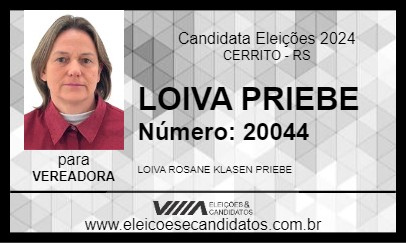 Candidato LOIVA PRIEBE 2024 - CERRITO - Eleições