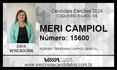 Candidato MERI CAMPIOL 2024 - COQUEIRO BAIXO - Eleições