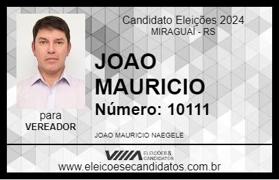 Candidato JOAO MAURICIO 2024 - MIRAGUAÍ - Eleições