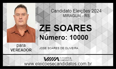 Candidato ZE SOARES 2024 - MIRAGUAÍ - Eleições