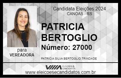 Candidato PATRICIA BERTOGLIO 2024 - CANOAS - Eleições