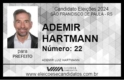 Candidato ADEMIR HARTMANN 2024 - SÃO FRANCISCO DE PAULA - Eleições