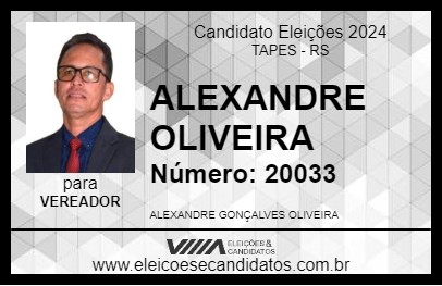 Candidato ALEXANDRE OLIVEIRA 2024 - TAPES - Eleições