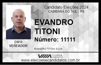 Candidato EVANDRO TITONI 2024 - CAMBARÁ DO SUL - Eleições