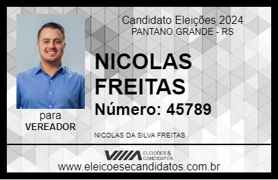 Candidato NICOLAS FREITAS 2024 - PANTANO GRANDE - Eleições