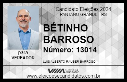 Candidato BÉTINHO BARROSO 2024 - PANTANO GRANDE - Eleições