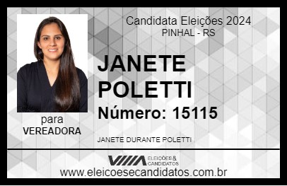 Candidato JANETE POLETTI 2024 - PINHAL - Eleições