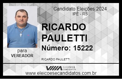 Candidato RICARDO PAULETTI 2024 - IPÊ - Eleições