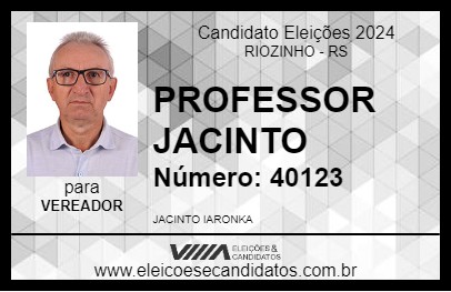 Candidato PROFESSOR JACINTO 2024 - RIOZINHO - Eleições