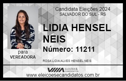 Candidato LIDIA HENSEL NEIS 2024 - SALVADOR DO SUL - Eleições