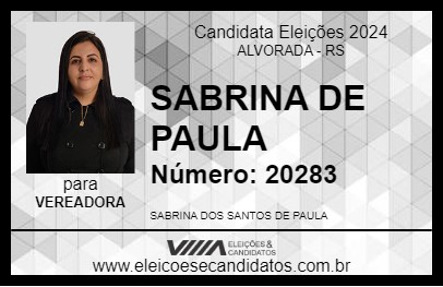 Candidato SABRINA DE PAULA 2024 - ALVORADA - Eleições