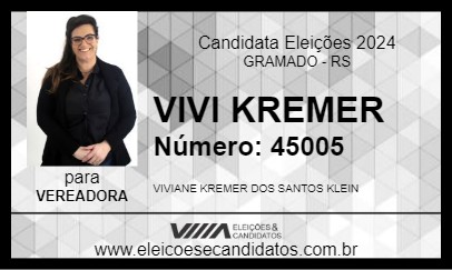 Candidato VIVI KREMER 2024 - GRAMADO - Eleições