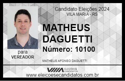 Candidato MATHEUS DAGUETTI 2024 - VILA MARIA - Eleições