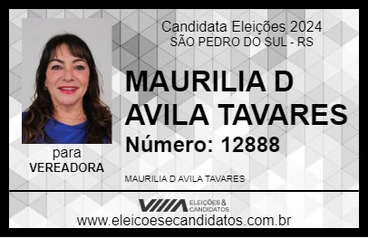 Candidato MAURILIA D AVILA TAVARES 2024 - SÃO PEDRO DO SUL - Eleições