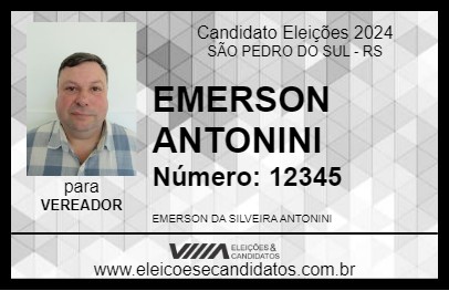 Candidato EMERSON ANTONINI 2024 - SÃO PEDRO DO SUL - Eleições