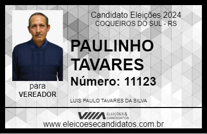 Candidato PAULINHO TAVARES 2024 - COQUEIROS DO SUL - Eleições