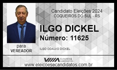 Candidato ILGO DICKEL 2024 - COQUEIROS DO SUL - Eleições