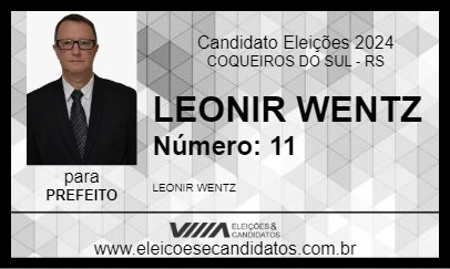 Candidato LEONIR WENTZ 2024 - COQUEIROS DO SUL - Eleições