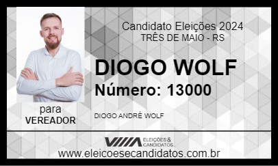 Candidato DIOGO WOLF 2024 - TRÊS DE MAIO - Eleições