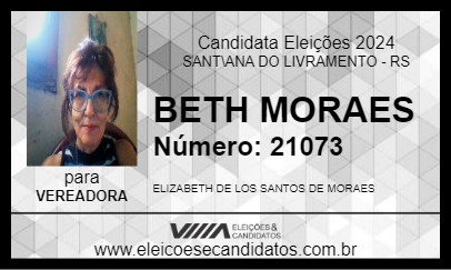 Candidato BETH MORAES 2024 - SANT\ANA DO LIVRAMENTO - Eleições