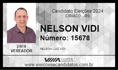 Candidato NELSON VIDI 2024 - CIRÍACO - Eleições