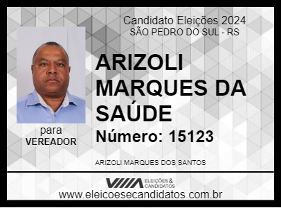 Candidato ARIZOLI MARQUES DA SAÚDE 2024 - SÃO PEDRO DO SUL - Eleições