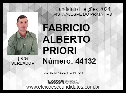 Candidato FABRICIO ALBERTO PRIORI 2024 - VISTA ALEGRE DO PRATA - Eleições