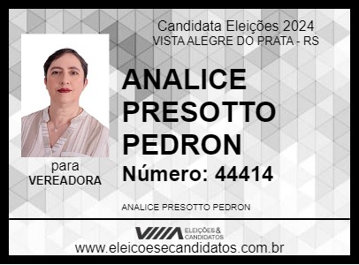 Candidato ANALICE PRESOTTO PEDRON 2024 - VISTA ALEGRE DO PRATA - Eleições