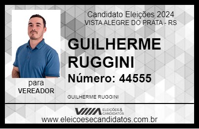 Candidato GUILHERME RUGGINI 2024 - VISTA ALEGRE DO PRATA - Eleições