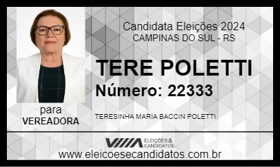 Candidato TERE POLETTI 2024 - CAMPINAS DO SUL - Eleições