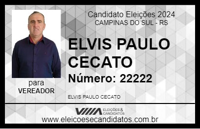 Candidato ELVIS PAULO CECATO 2024 - CAMPINAS DO SUL - Eleições