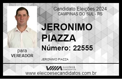 Candidato JERONIMO PIAZZA 2024 - CAMPINAS DO SUL - Eleições