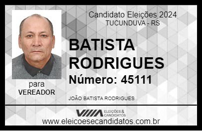 Candidato BATISTA RODRIGUES 2024 - TUCUNDUVA - Eleições