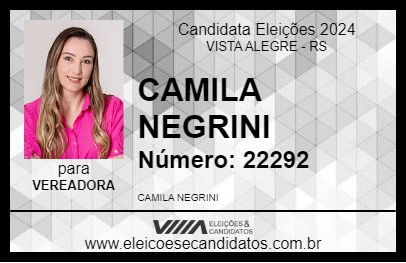 Candidato CAMILA NEGRINI 2024 - VISTA ALEGRE - Eleições