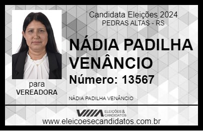 Candidato NÁDIA PADILHA VENÂNCIO 2024 - PEDRAS ALTAS - Eleições