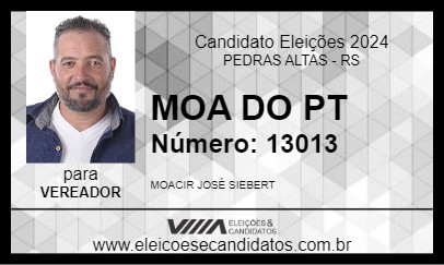 Candidato MOA DO PT 2024 - PEDRAS ALTAS - Eleições