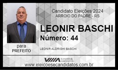 Candidato LEONIR BASCHI 2024 - ARROIO DO PADRE - Eleições