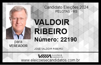 Candidato VALDOIR RIBEIRO 2024 - PELOTAS - Eleições