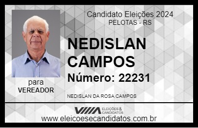 Candidato NEDISLAN CAMPOS 2024 - PELOTAS - Eleições