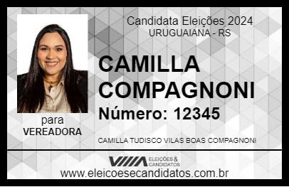 Candidato CAMILLA COMPAGNONI 2024 - URUGUAIANA - Eleições