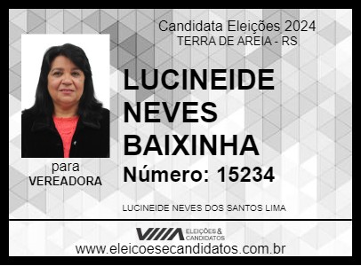 Candidato LUCINEIDE NEVES  BAIXINHA 2024 - TERRA DE AREIA - Eleições