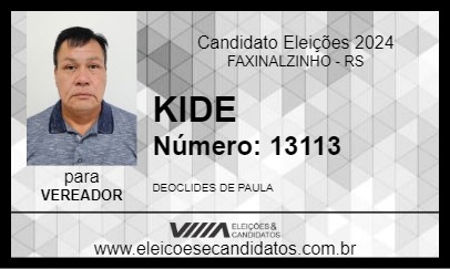 Candidato KIDE 2024 - FAXINALZINHO - Eleições